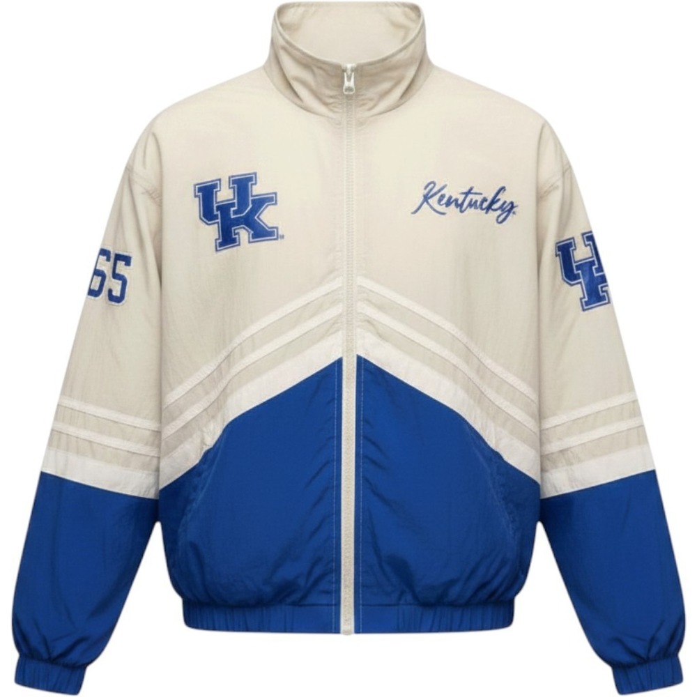 WEAR by Erin Andrews Kentucky Wildcats Windbreaker Jacket Cream Blue Women